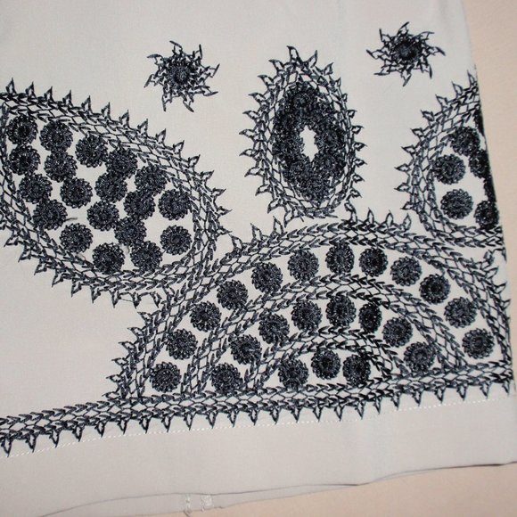 Linea Dell'Olio Open Front Tan Black Embroidery Cardigan Sz M 3/4 Sleeves - Picture 11 of 15